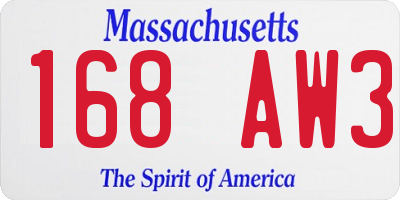 MA license plate 168AW3