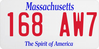 MA license plate 168AW7
