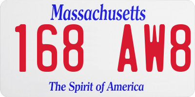 MA license plate 168AW8