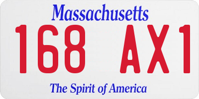MA license plate 168AX1