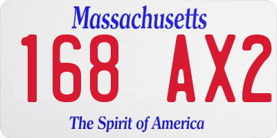 MA license plate 168AX2