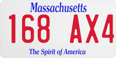 MA license plate 168AX4