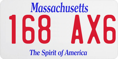 MA license plate 168AX6