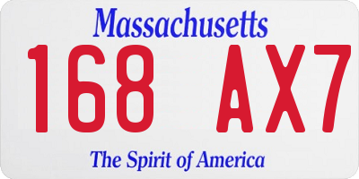 MA license plate 168AX7