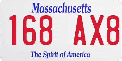 MA license plate 168AX8