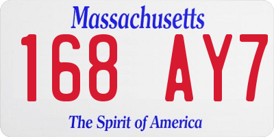 MA license plate 168AY7