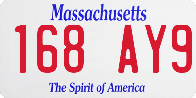 MA license plate 168AY9