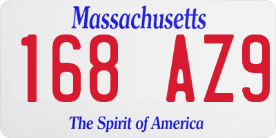 MA license plate 168AZ9