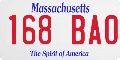MA license plate 168BA0