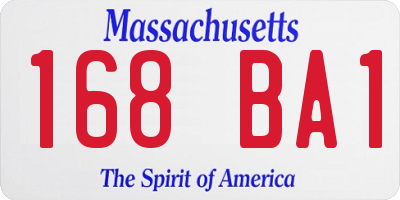 MA license plate 168BA1