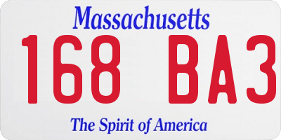 MA license plate 168BA3