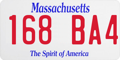MA license plate 168BA4