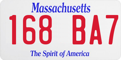 MA license plate 168BA7