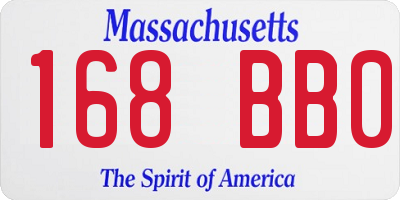 MA license plate 168BB0