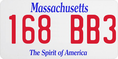 MA license plate 168BB3