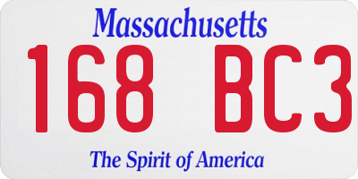 MA license plate 168BC3