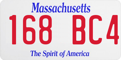 MA license plate 168BC4
