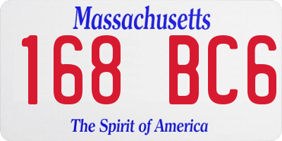 MA license plate 168BC6