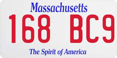 MA license plate 168BC9