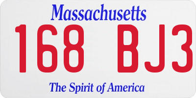 MA license plate 168BJ3
