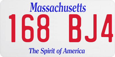 MA license plate 168BJ4
