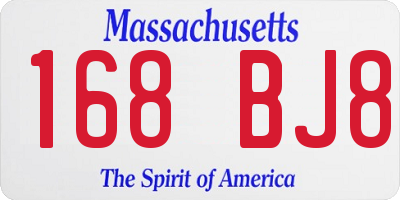 MA license plate 168BJ8