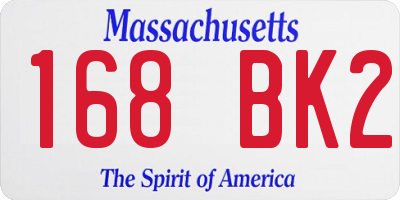 MA license plate 168BK2