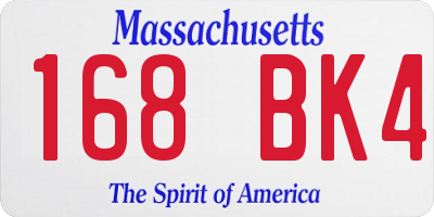 MA license plate 168BK4