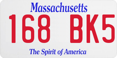 MA license plate 168BK5