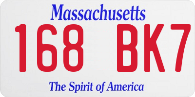 MA license plate 168BK7