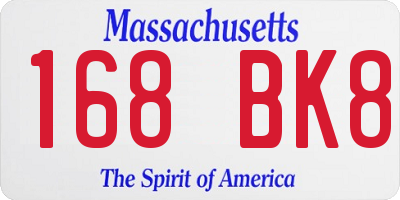 MA license plate 168BK8
