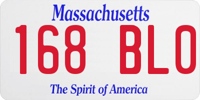 MA license plate 168BL0