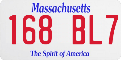 MA license plate 168BL7