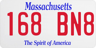MA license plate 168BN8