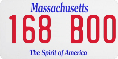MA license plate 168BO0