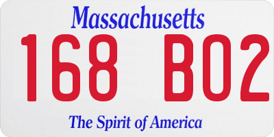 MA license plate 168BO2