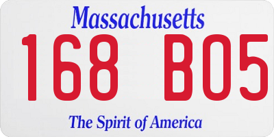MA license plate 168BO5