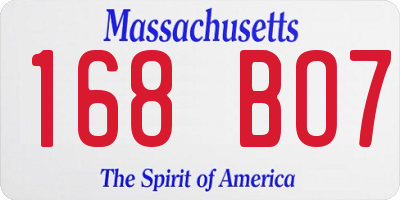 MA license plate 168BO7