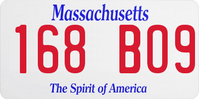 MA license plate 168BO9