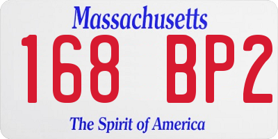 MA license plate 168BP2