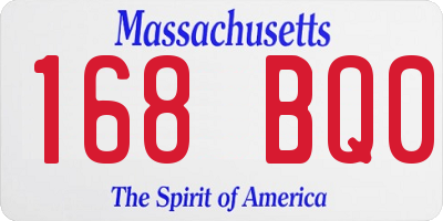 MA license plate 168BQ0