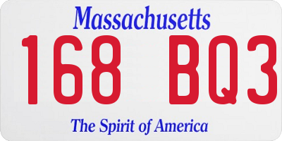MA license plate 168BQ3