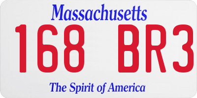 MA license plate 168BR3
