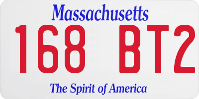 MA license plate 168BT2