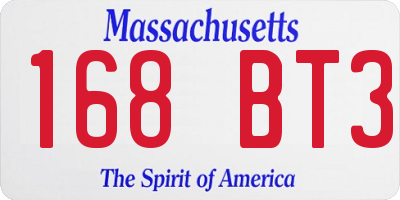 MA license plate 168BT3