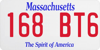 MA license plate 168BT6