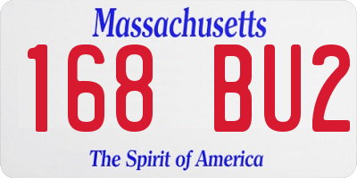 MA license plate 168BU2