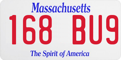 MA license plate 168BU9