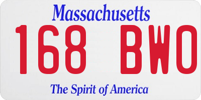 MA license plate 168BW0