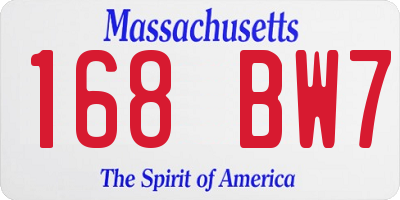 MA license plate 168BW7
